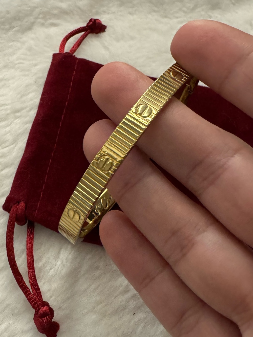 Gold-Tone Women's Bangle Bracelet - Classic Textured Design